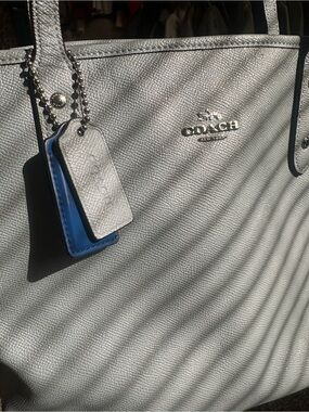 COACH Purse Gray Blue Tote with Blue Tag